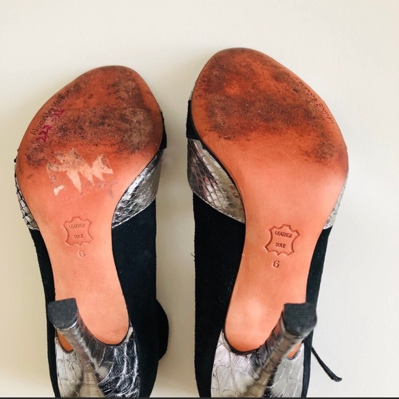 AlexandreBirmanPythonSuede ArtDeco Gatsby Tango T-Strap Heels - Picture 9 of 16